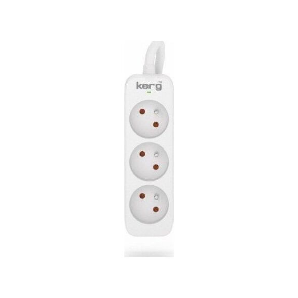 Kerg Przedłużacz KERG bez wyłącznika-3 gniazda-biało-szary-1,5m-16A-H05VV-F-3x1,5mm2