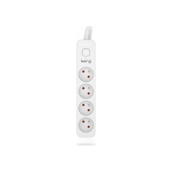 Kerg Przedłużacz KERG z wyłącznikiem-4 gniazda-biało-szary-5m-16A-H05VV-F-3x1,5mm2