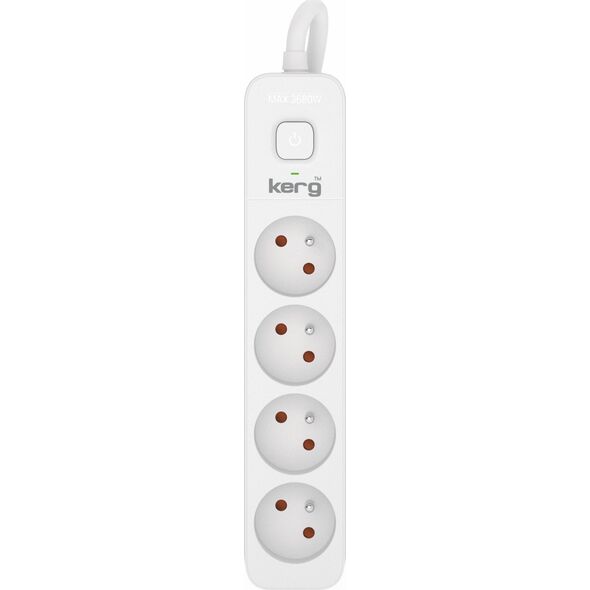Kerg Przedłużacz KERG z wyłącznikiem-4 gniazda-biało-szary-1,5m-16A-H05VV-F-3x1,5mm2