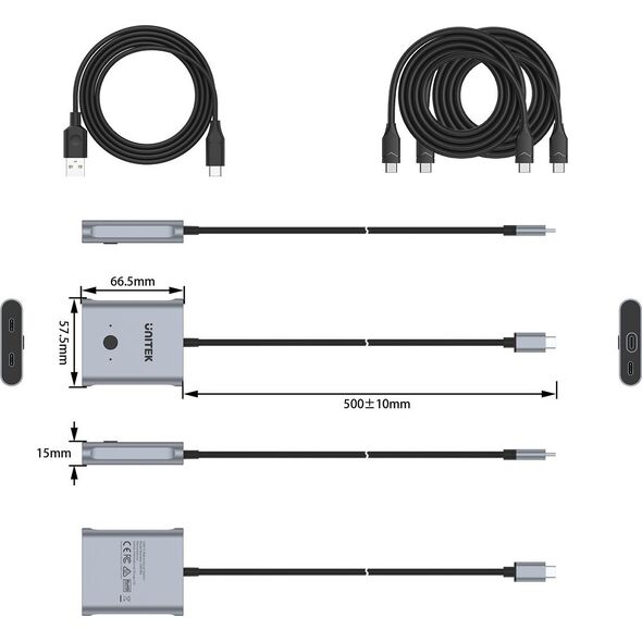 HUB USB Unitek D1078A 2x USB-C  + 3.2 Gen1 (D1078A)