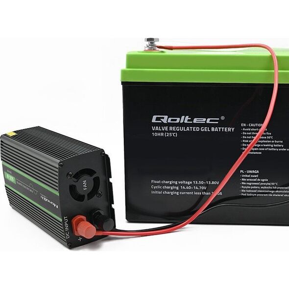 Przetwornica Qoltec Przetwornica napięcia Monolith | 300W | 600W | 12V na 230V | Czysty Sinus