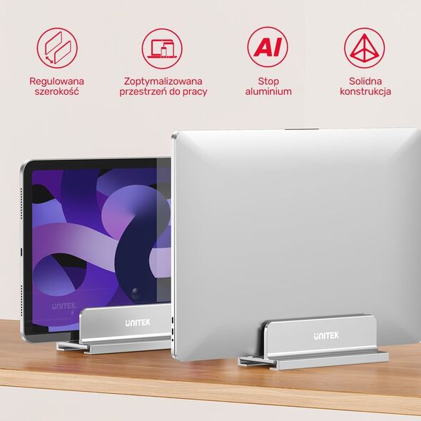 Unitek Unitek Stojak na laptopa, pionowy, aluminium