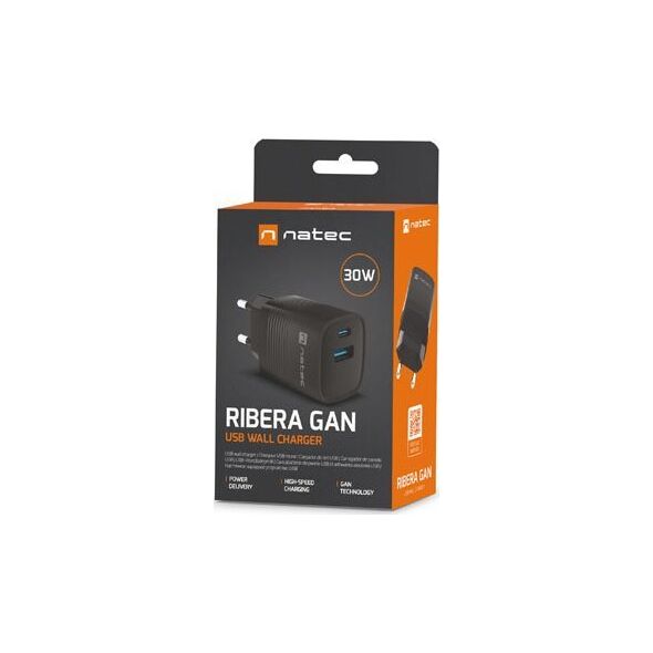 Ładowarka Natec Ribera GAN 1x USB-A 1x USB-C 30W (NUC-2141)