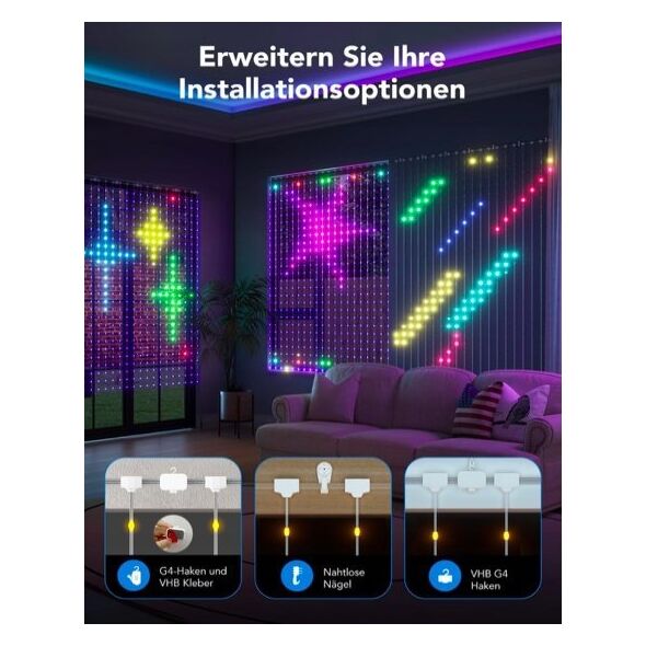 Govee Govee H70B1 Curtain Light | Zasłona, kurtyna LED | Wi-Fi, Bluetooth, RGBIC, IP65