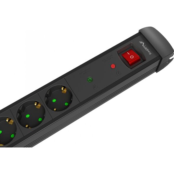 Listwa zasilająca Lanberg SP1 przeciwprzepięciowa 5 gniazd 1.5 m czarna (SP1-05F-0150-BK)