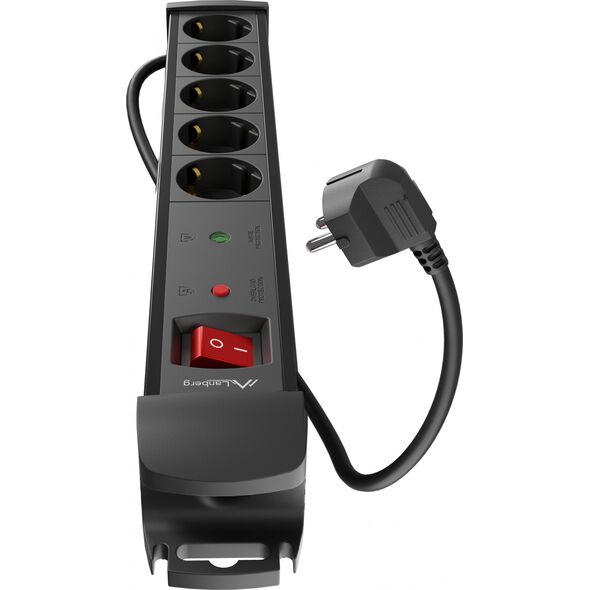Listwa zasilająca Lanberg SP1 przeciwprzepięciowa 5 gniazd 1.5 m czarna (SP1-05F-0150-BK)