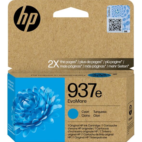 HP HP INC Atrament HP 937e EvoMore Cyan Original Ink Cartri