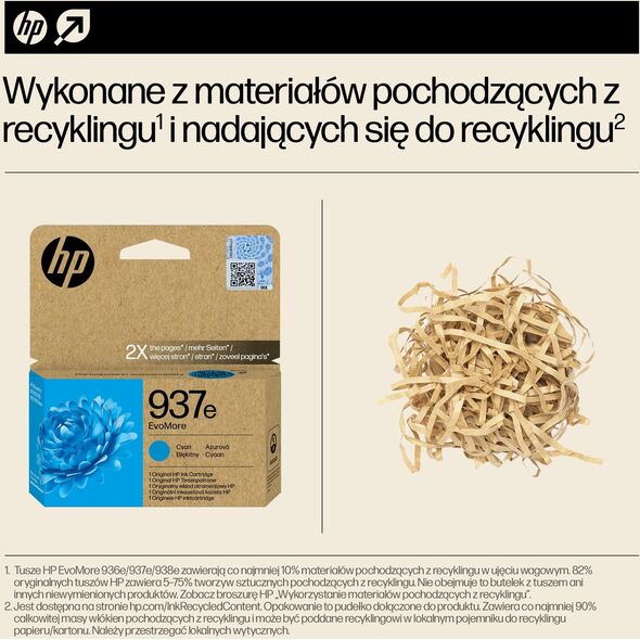 HP HP INC Atrament HP 937e EvoMore Cyan Original Ink Cartri