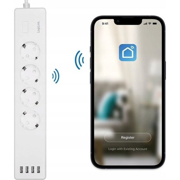 Listwa zasilająca LogiLink LogiLink 4 gniazda Wi-Fi smart 1.8m biała