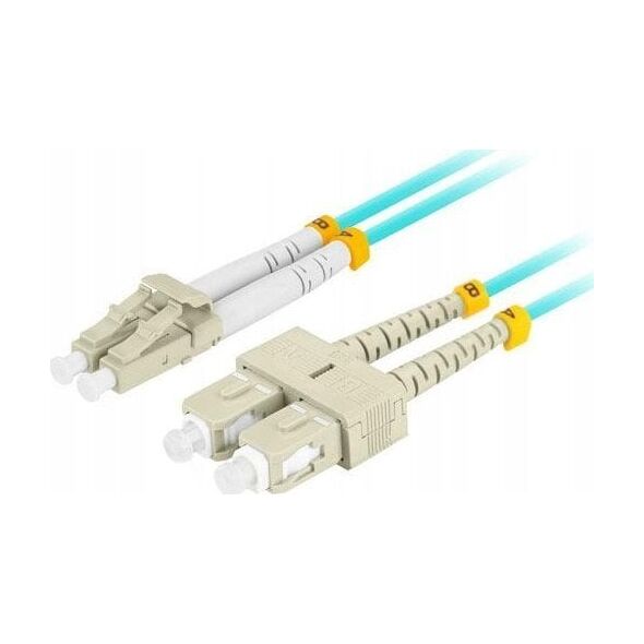 Lanberg Patchcord światłowodowy Lanberg MM LC/UPC-SC/UPC DUPLEX 3.0MM OM3 50/125 LSZH 1m aqua