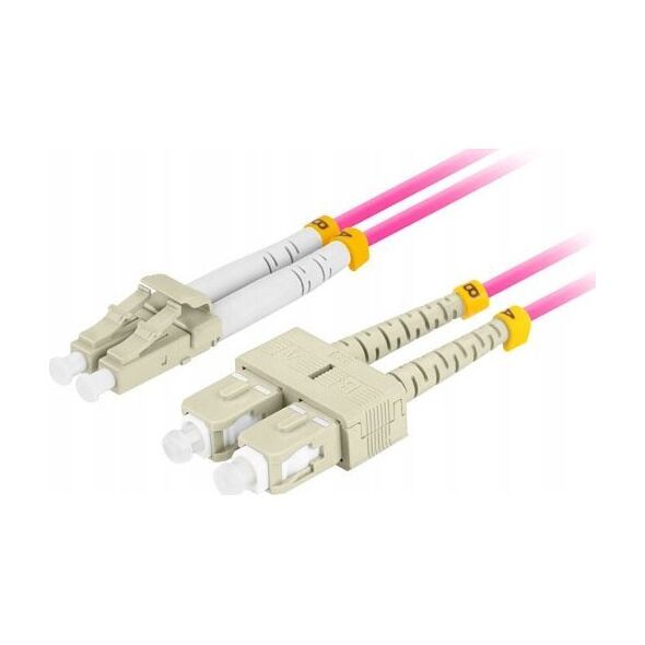 Lanberg Patchcord światłowodowy Lanberg MM LC/UPC-SC/UPC DUPLEX 3.0MM OM4 50/125 LSZH 1m fioletowy