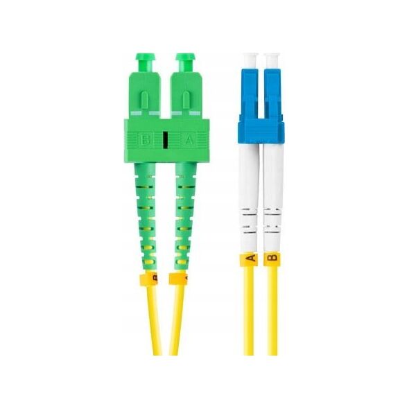 Lanberg Patchcord światłowodowy Lanberg SM LC/UPC-SC/APC DUPLEX 3.0MM LSZH G657A1 0.5m żółty