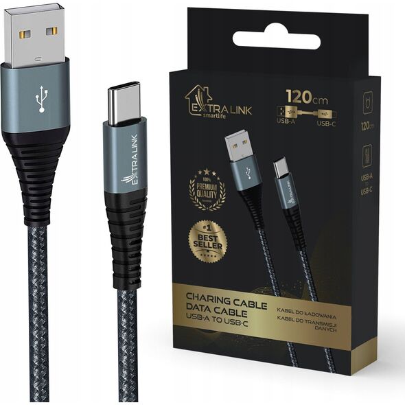 Kabel USB ExtraLink USB-A - USB-C 1.2 m Czarny (CABESL08)