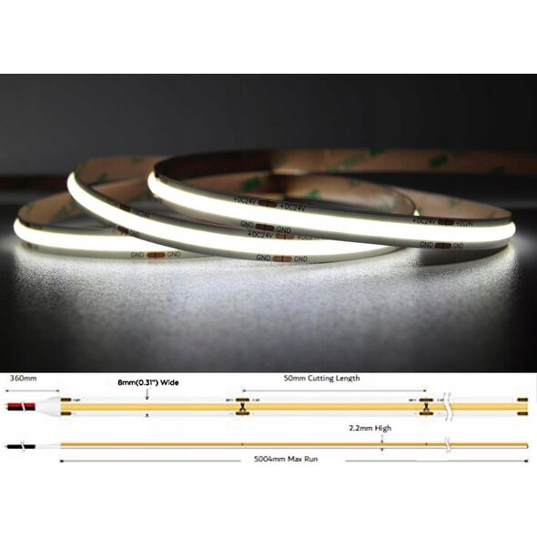Taśma LED MW Lighting TAŚMA LED LED-COB-24V/8W-CW/5M - 6500&nbsp|K MW Lighting