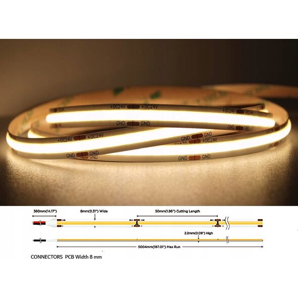 Taśma LED MW Lighting TAŚMA LED LED-COB-24V/8W-WW/5M - 3000&nbsp|K MW Lighting