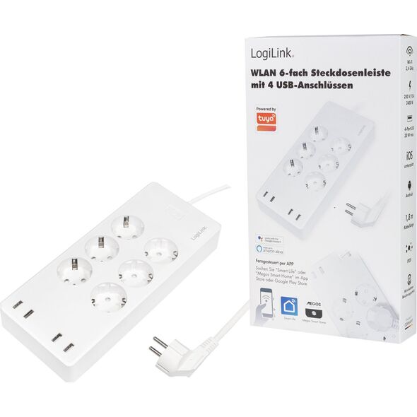 LogiLink LogiLink 6 gniazd Wi-Fi smart 1.8m biała