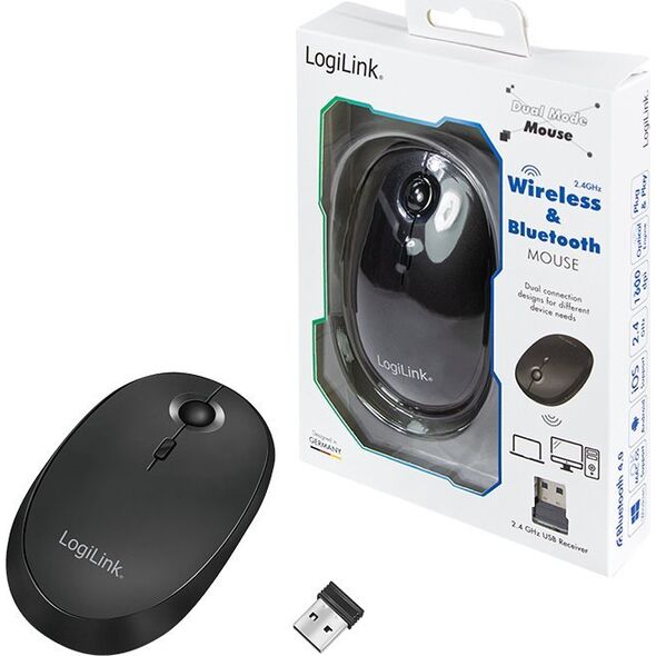 Mysz LogiLink LogiLink Maus Funk & Bluetooth,2.4GHz,800/1200/1600dpi,schw.