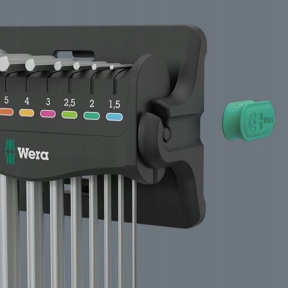 Wera Wera 950/9 Hex-Plus 8 L-key set, 9 pieces, screwdriver (chrome, with retaining clip and wall holder)