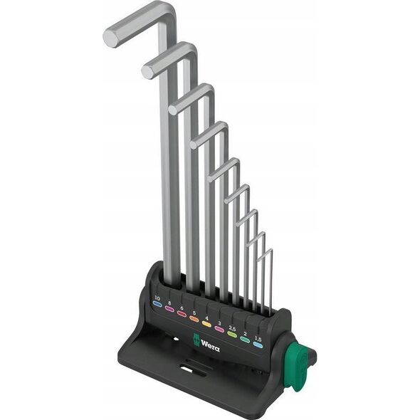 Wera Wera 950/9 Hex-Plus 8 L-key set, 9 pieces, screwdriver (chrome, with retaining clip and wall holder)