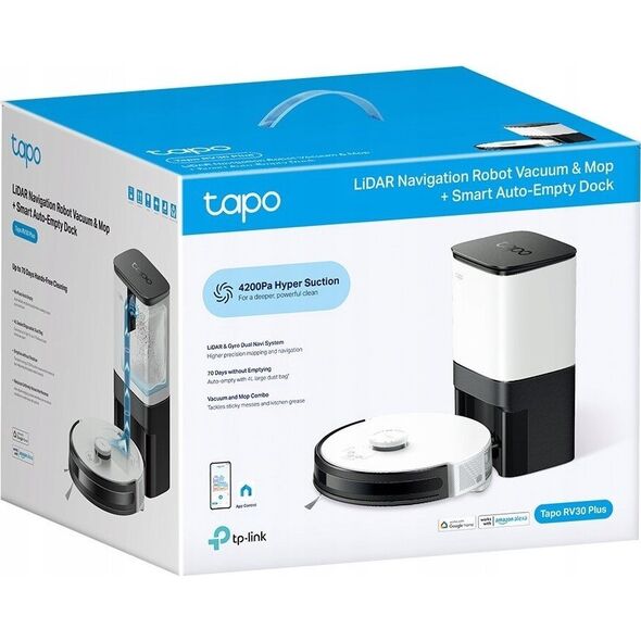 TP-Link TP-Link Tapo RV30 Plus robotický vysavač s mopem a stanicí (LiDAR, gyroskop, 2,4 GHz, BT)