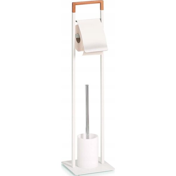 Zeller Stojak łazienkowy na szczotkę WC, komplet 2 w 1, biały, ZELLER