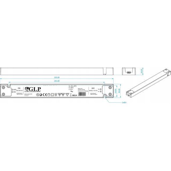 GLP ZASILACZ IMPULSOWY 12V/8.34A-GTPCS