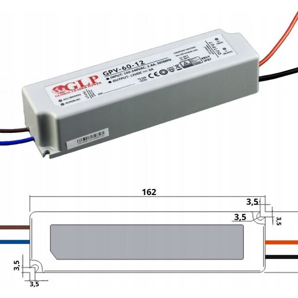 GLP ZASILACZ IMPULSOWY 24V/2.5A/GPV-MINI