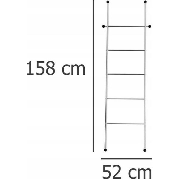 Wenko Praktyczny wieszak łazienkowy, 5 poziomów, 2 haki, 158 cm wysokości, stal nierdzewna, srebrny, na ręczniki, szlafroki, ubrania.