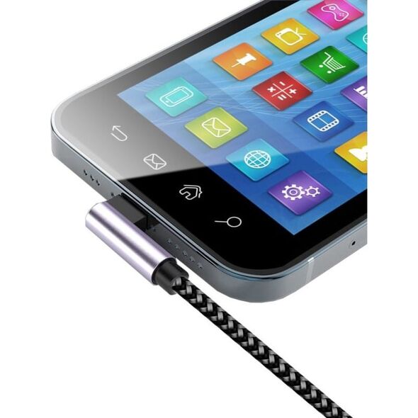 Techly Kabel USB 2.0 Typ-C Kątowy na Typ-A 2m 3A Szybki w Oplocie