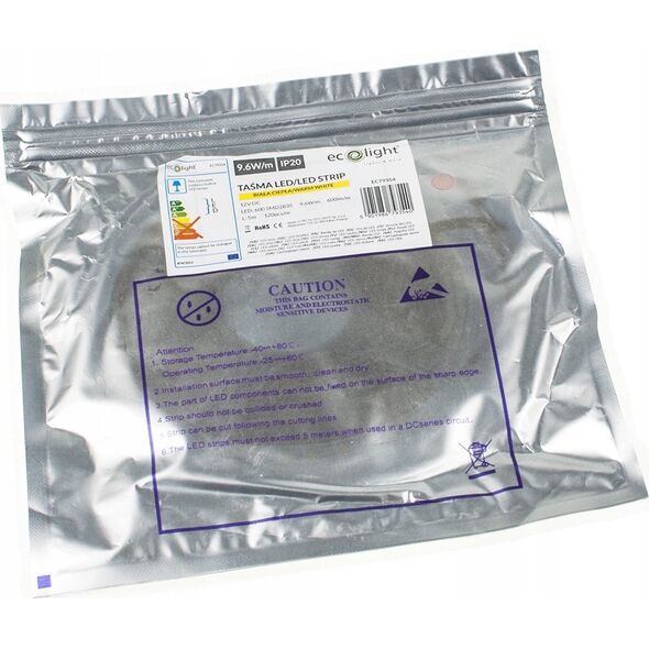 Taśma LED ECOLIGHT2 Eco Light EC79354 taśma LED 48W 9.6W/M LED 5M 3000K 600lm biała