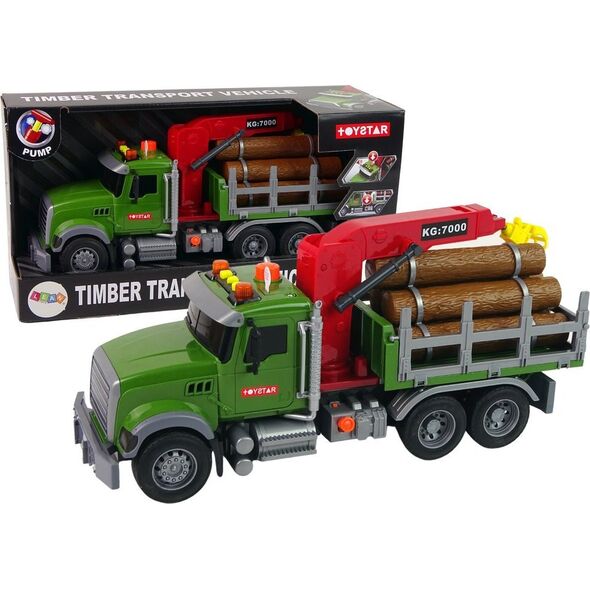 Ciężarówka Auto Dźwig Transport Bale Drewna Dźwięk LEAN Toys
