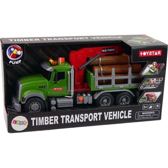 Ciężarówka Auto Dźwig Transport Bale Drewna Dźwięk LEAN Toys
