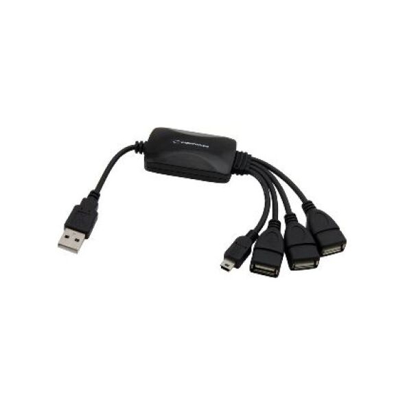 HUB USB Esperanza 1x miniUSB męski  + 3x USB-A 2.0 (EA-114)