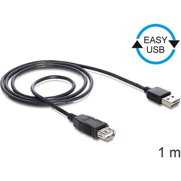 Kabel USB Delock USB-A - USB-A 1 m Czarny (83370)