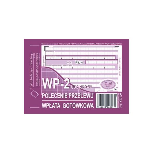 Michalczyk & Prokop Druk Polecenie przelewu wpłata gotówkowa A6, 1+1 kopia, M&P (38K006A)