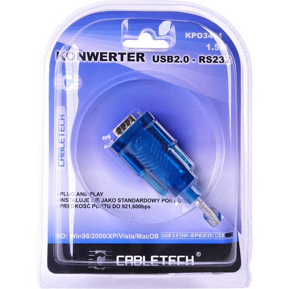Adapter USB Cabletech DB9M USB - RS-232 Niebieski  (KPO3431-1.5)