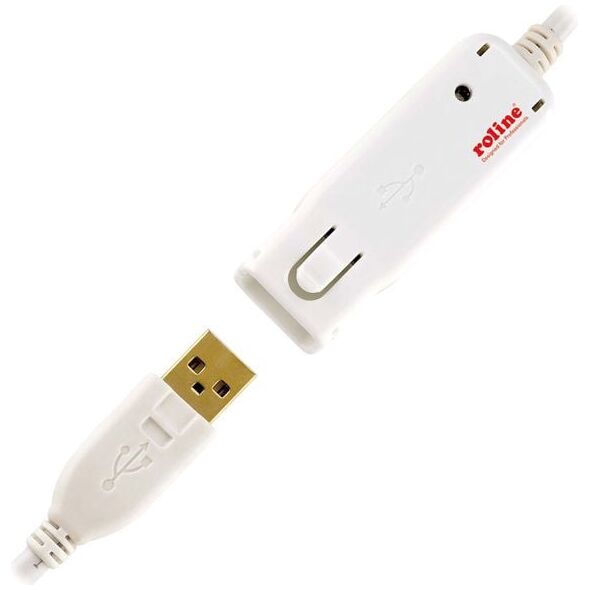 Kabel USB Roline USB-A - 12 m Biały (12.04.1086)