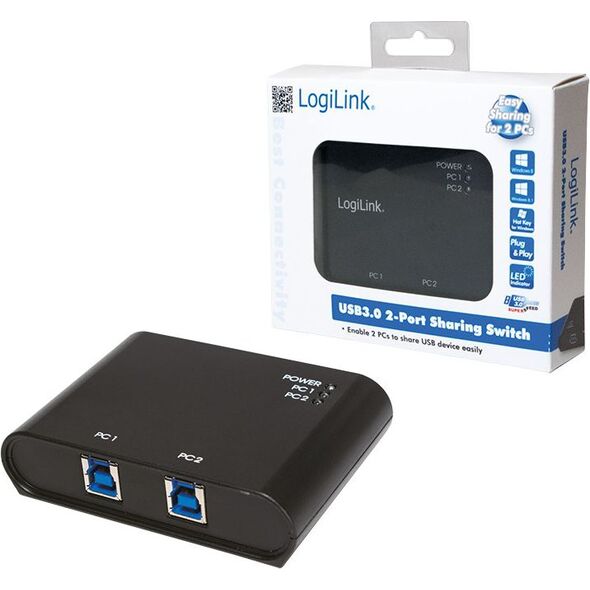 Adapter USB LogiLink USB - USB-B x2 Czarny  (UA0216)
