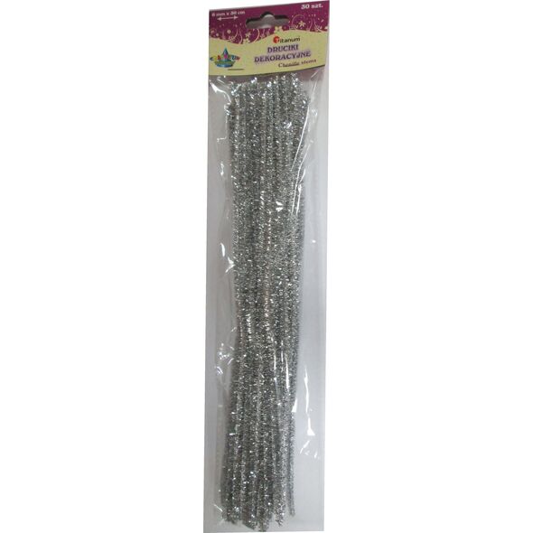 Titanum Drucik brokat srebrny 6 mm x 30 cm. 30 sztuk. 338630.