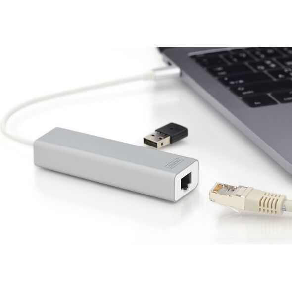 HUB USB Digitus 1x RJ-45  + 3x USB-A 3.0 (DA-70255)