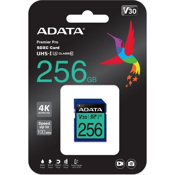 Karta ADATA Premier Pro SDXC 256 GB Class 10 UHS-I/U3 V30 (ASDX256GUI3V30S-R)