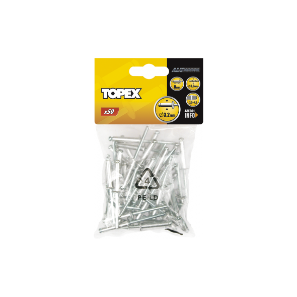 Topex Nity aluminiowe 4.0x18mm 50 szt (43E405)