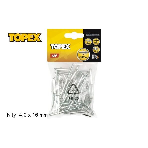 Topex Nity aluminiowe 4x16mm 50szt. 43E404