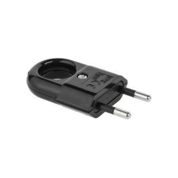 Elgotech Wtyczka płaska z uchwytem b/u Euro 2,5A 250V czarna (WTP2C-2)