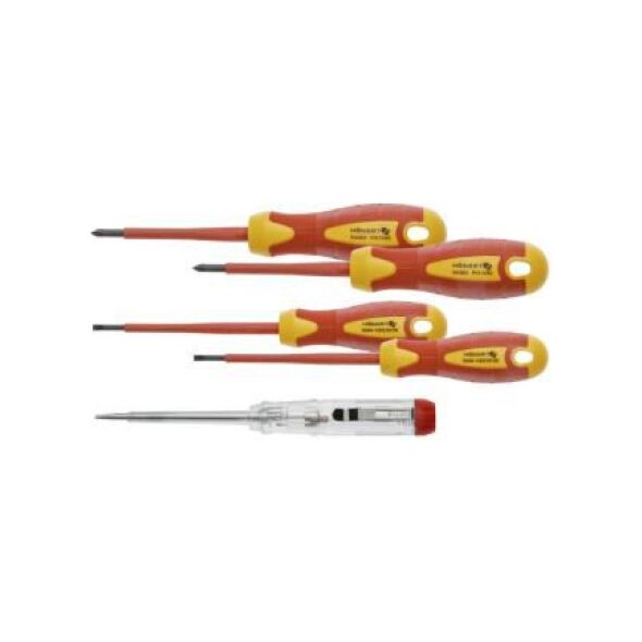 Högert Technik Zestaw wkrętaków 1000 V stal S2 + próbnik napięcia 5szt. (HT1S994)