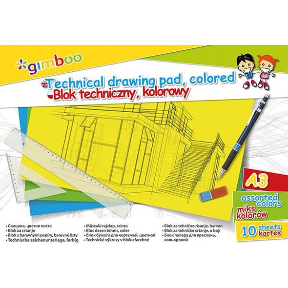 Gimboo Blok techniczny A3 10k mix kolorów
