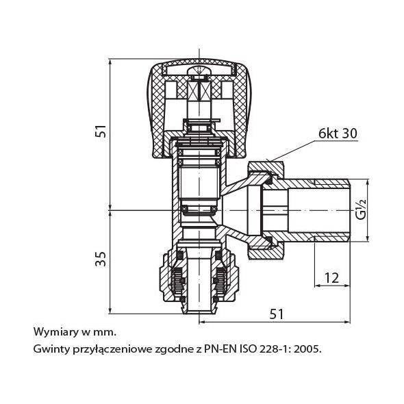 Perfexim Zawór grzejnikowy zasilający kątowy 1/2" PHA-032/PEX z zaciskiem Pex/Al 1/2" (20-032-0100-003)
