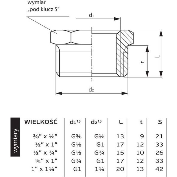 Perfexim Redukcja mosiężna GW - GZ 1 x 1/2" (07-210-1525-000)