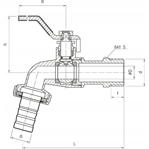 Perfexim Zawór kulowy czerpalny DN20 z dławikiem ze złšczka do węża PHA-009 G3/4 Z PN16 DN20 [10/100]