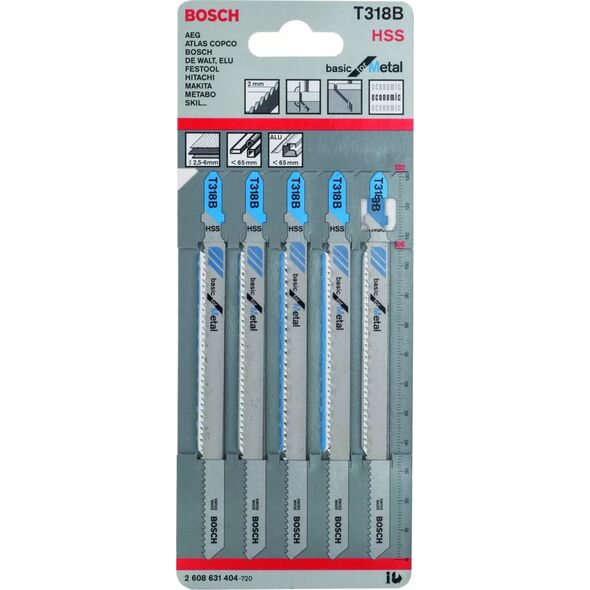 Bosch Brzeszczot do metalu Basic for Metal T 318B HSS 132mm 5szt. (2.608.631.404)